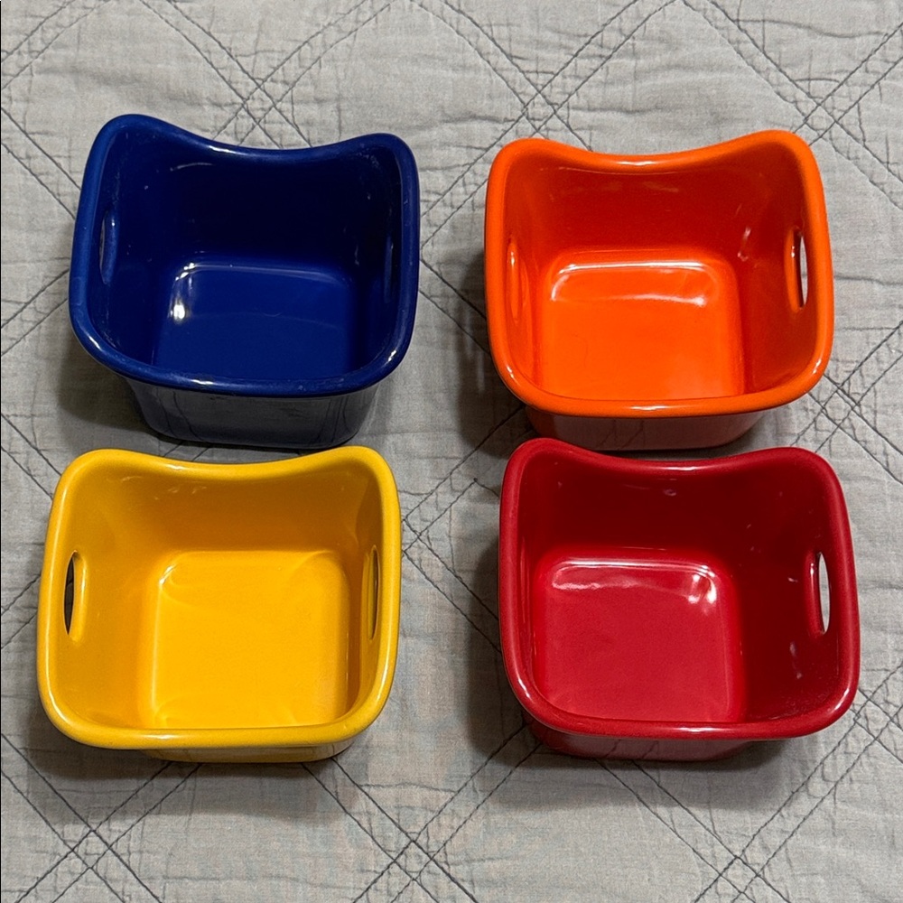 Racheal Ray Colorful Ceramic Square 10 oz Bowls Set